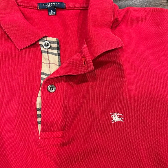 Men’s Burberry polo shirt Red size Large - Picture 3 of 6